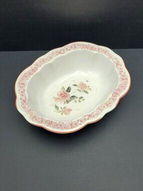 Pfaltzgraff Victoria Park Oval Vegetable Serving Bowl Pink Roses Serve Bowl
